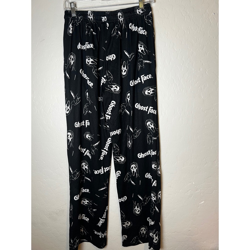 Ghost Face Scream Pajama Pants Black White Slasher Horror Sleepwear Small
